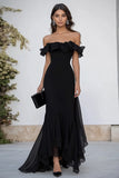 Black Off the Shoulder Long Formal Dress