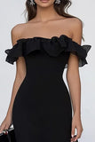 Black Off the Shoulder Long Formal Dress