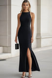 Black Sheath Sleeveless Formal Dress with Slit