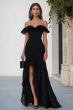 Black Off the Shoulder Formal Dress with Slit