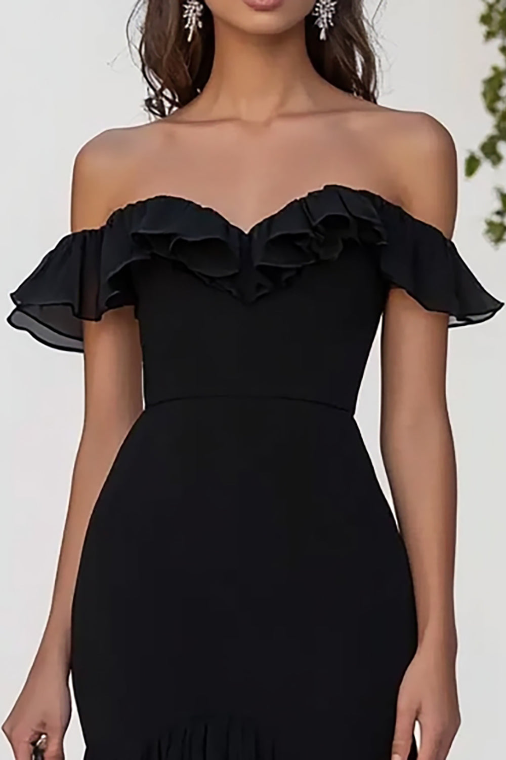 Black Off the Shoulder Formal Dress with Slit