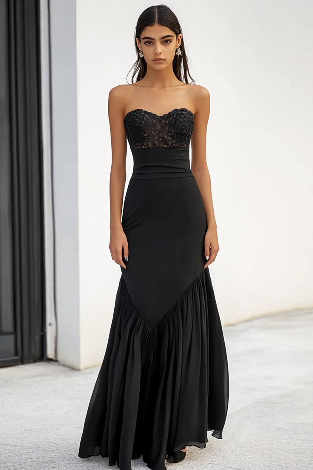 Black Strapless Long Formal Dress