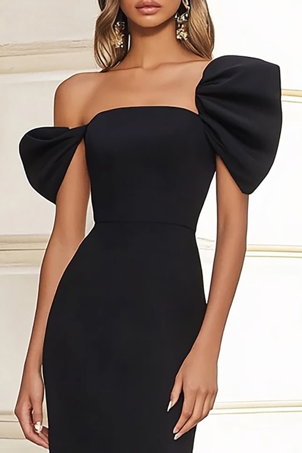Black One Shoulder Long Formal Dress with Slit