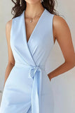 Sky Blue V Neck Bodycon Work Dress