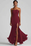Black Strapless Sheath Long Formal Dress With Slit