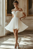 Off The Shoulder Ivory A Line Short Graduation Dress