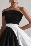 Black Satin One Shoulder Short Graduation Dress