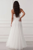 Chiffon A Line White Wedding Dress With Slit