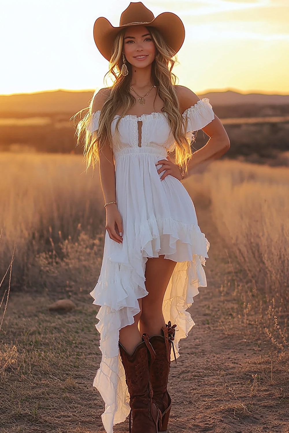Off The Shoulder Ruffled Graduation Dress