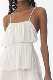 White A Line Tiered Midi Graduation Dress