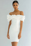 Stylish Off The Shoulder Bodycon Ivory Graduation Dress