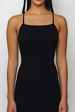 Simple Spaghetti Straps Black Tie Dress
