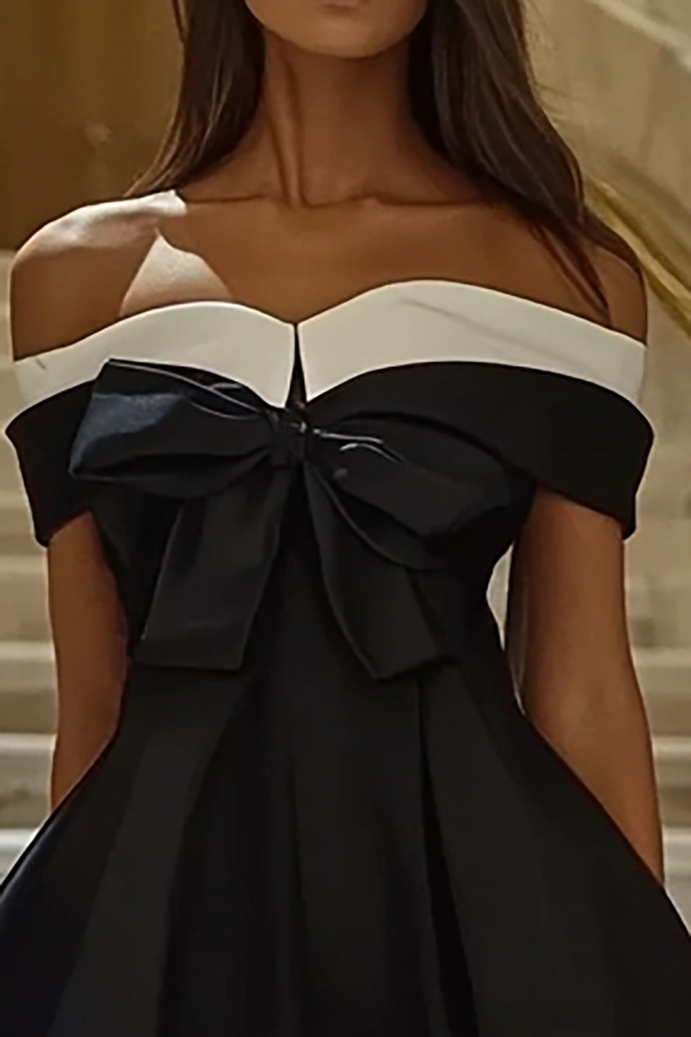 Off The Shoulder A Line Bow Little Black Dress