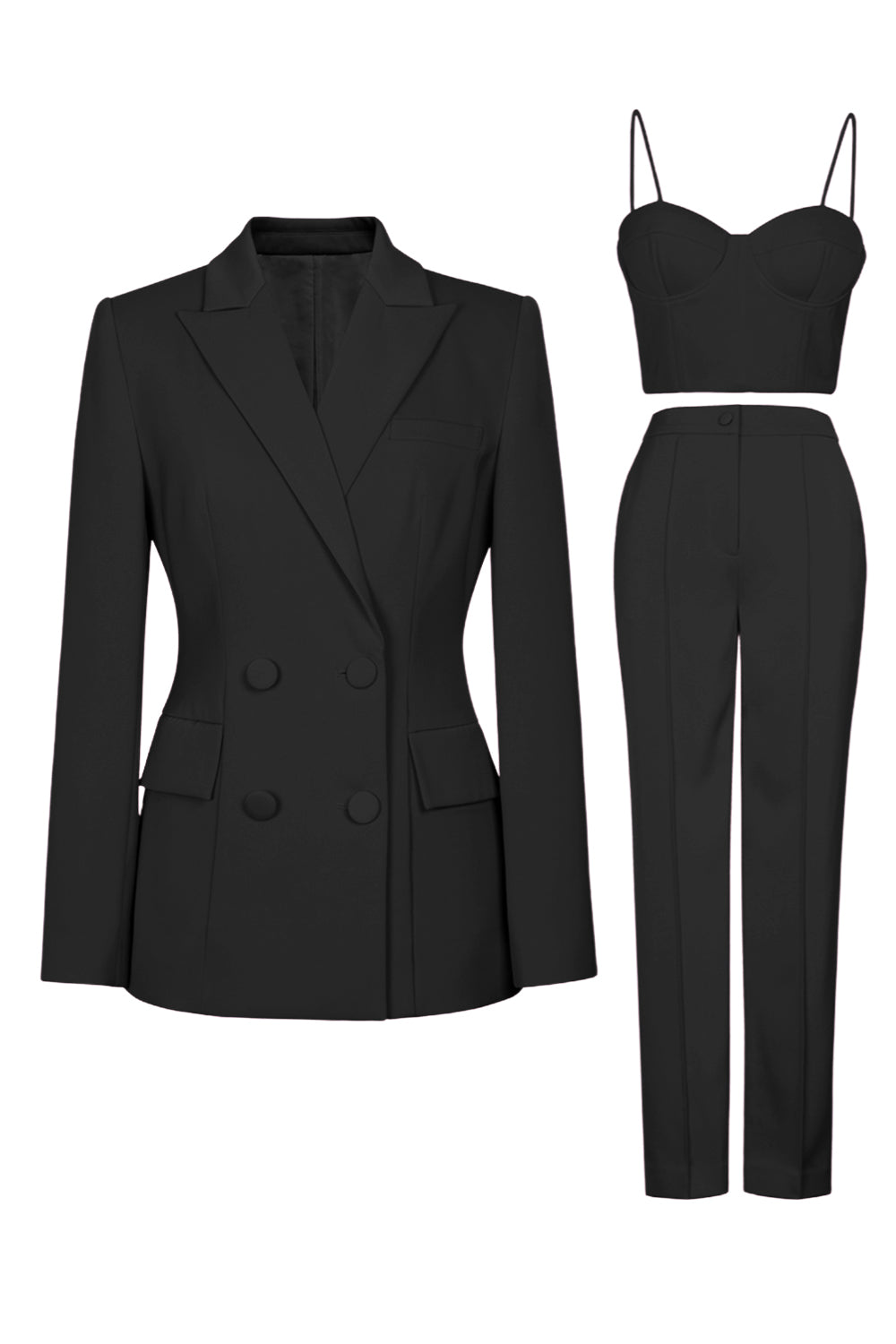 Purple Peak Lapel 3-Piece Double Breasted Women Prom Suits