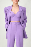Purple Peak Lapel 3-Piece Double Breasted Women Prom Suits