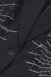 Sparkly Black 2-Piece Peak Lapel Women Prom Suits with Beading