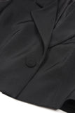 Black 2 Piece Notched Lapel Women Prom Suits with Feather