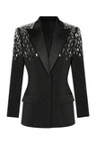 White Peak Lapel Single Breasted Women Prom Blazer with Sequins