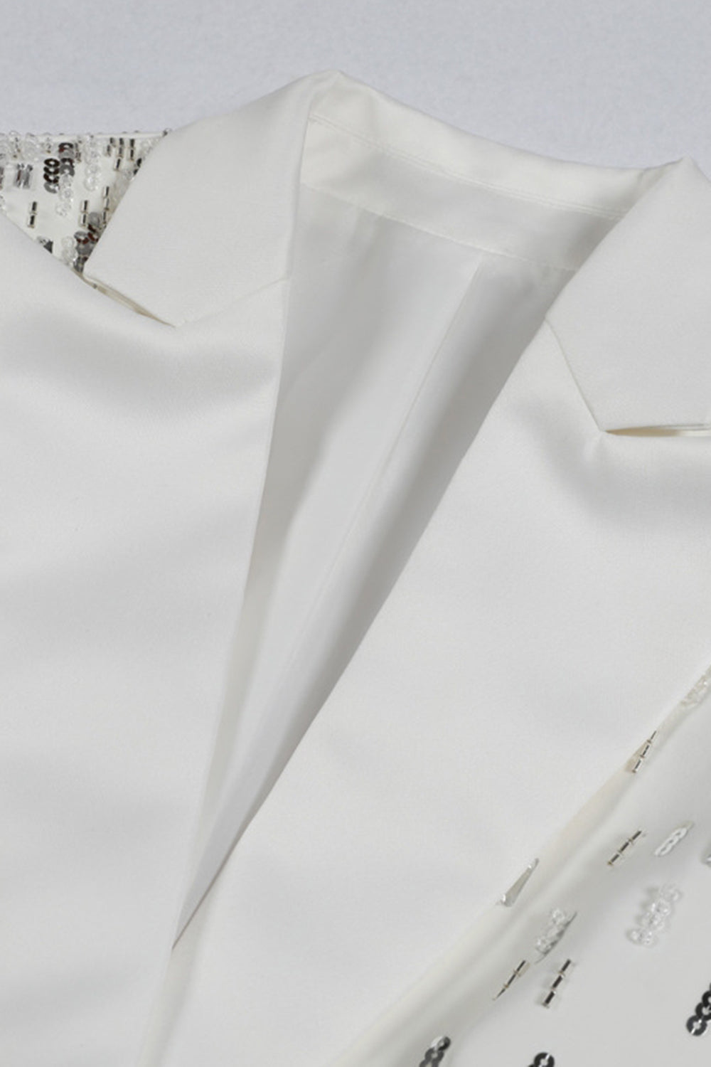 White Peak Lapel Single Breasted Women Prom Blazer with Sequins