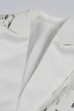 White Peak Lapel Single Breasted Women Prom Blazer with Sequins