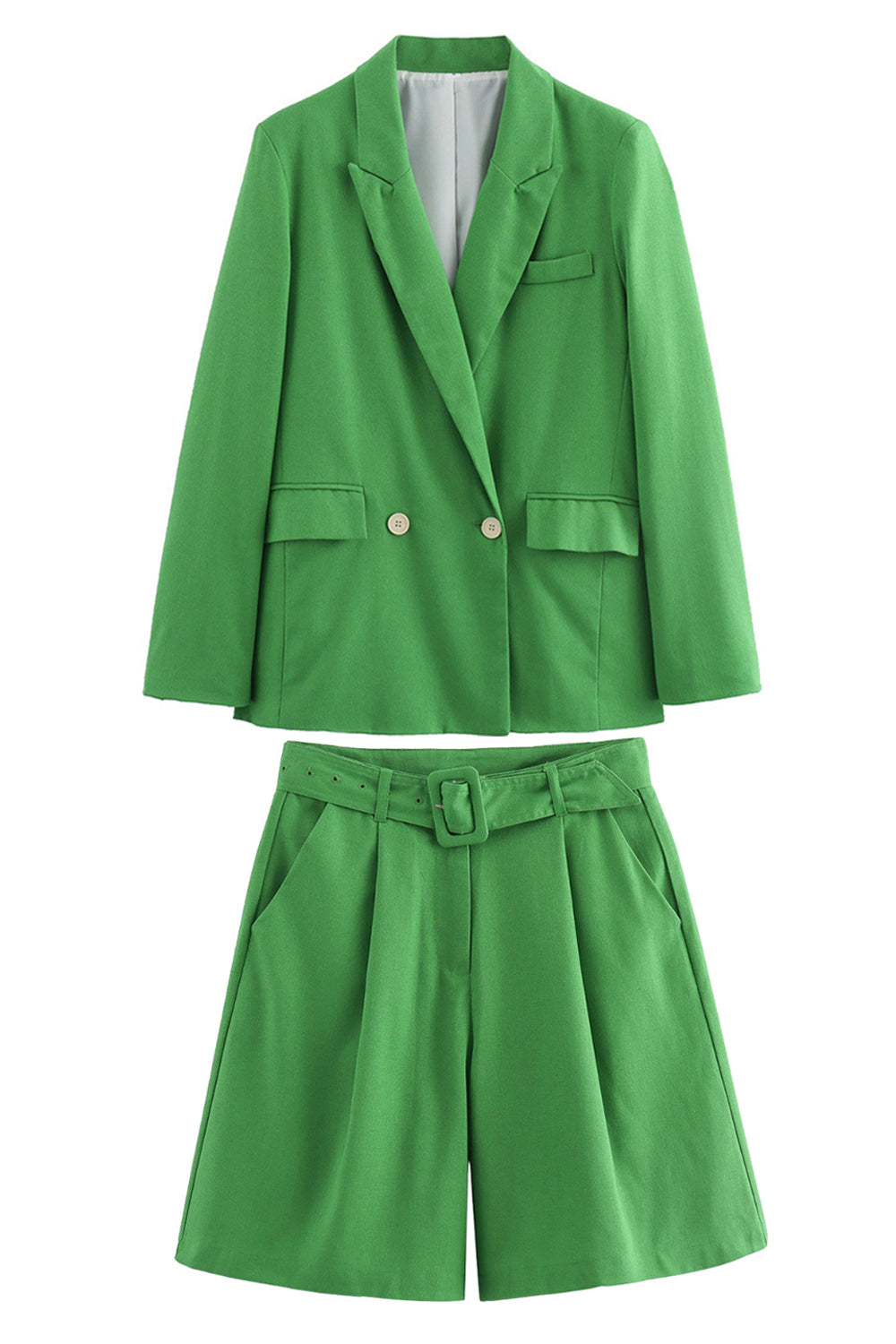 Green 2 Piece Peak Lapel Double Breasted Women Prom Suits