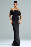Off The Shoulder Mermaid Black Wedding Guest Dress