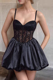 Corset Spaghetti Straps A Line Little Black Dress