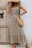 Green Floral V-Neck A Line Summer Dress