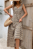 Green Floral V-Neck A Line Summer Dress