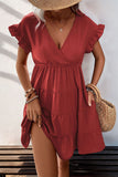 Red Simple A Line Short Sleeves Summer Dress