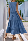 Grey Blue A Line Casual Summer Dress