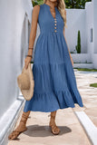 Grey Blue A Line Casual Summer Dress