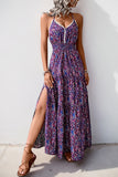 Dark Purple Halter A Line Printed Summer Dress