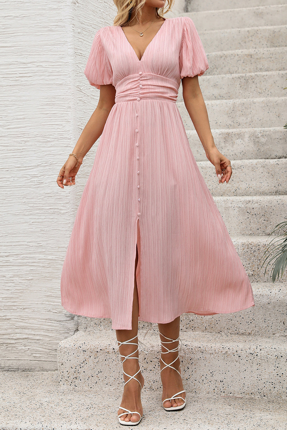 Blush A Line V Neck Summer Dress