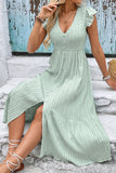V Neck Light Green A Line Summer Dress