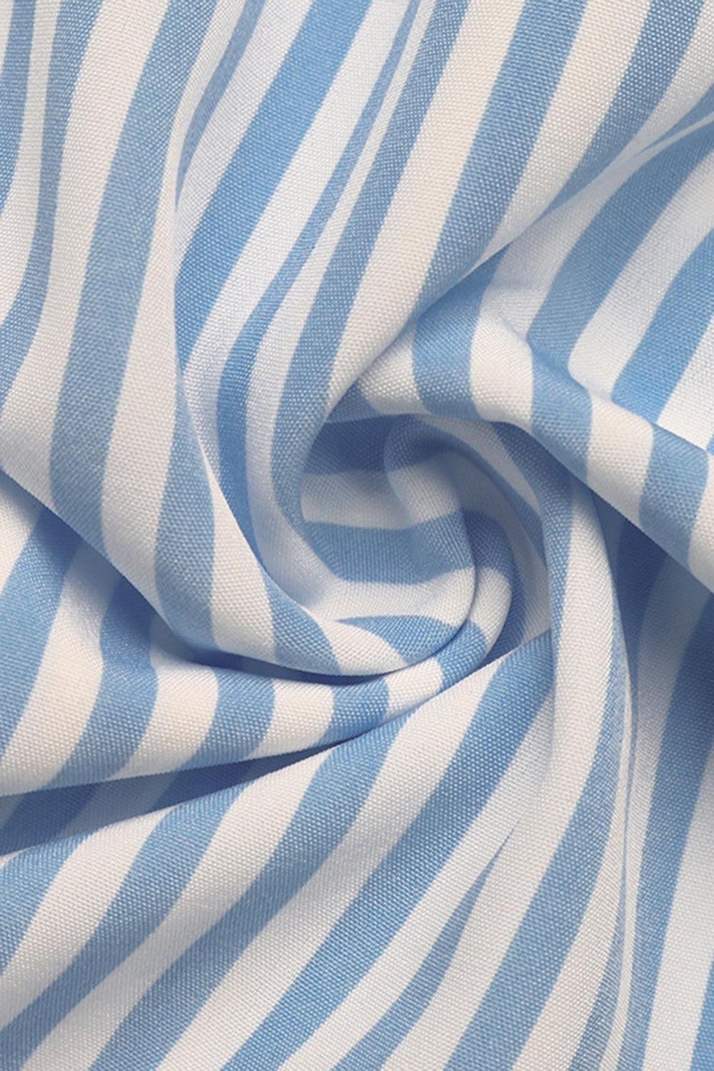 Blue Striped Square Neck Midi Summer Dress