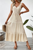 Apricot A Line V Neck Long Summer Dress
