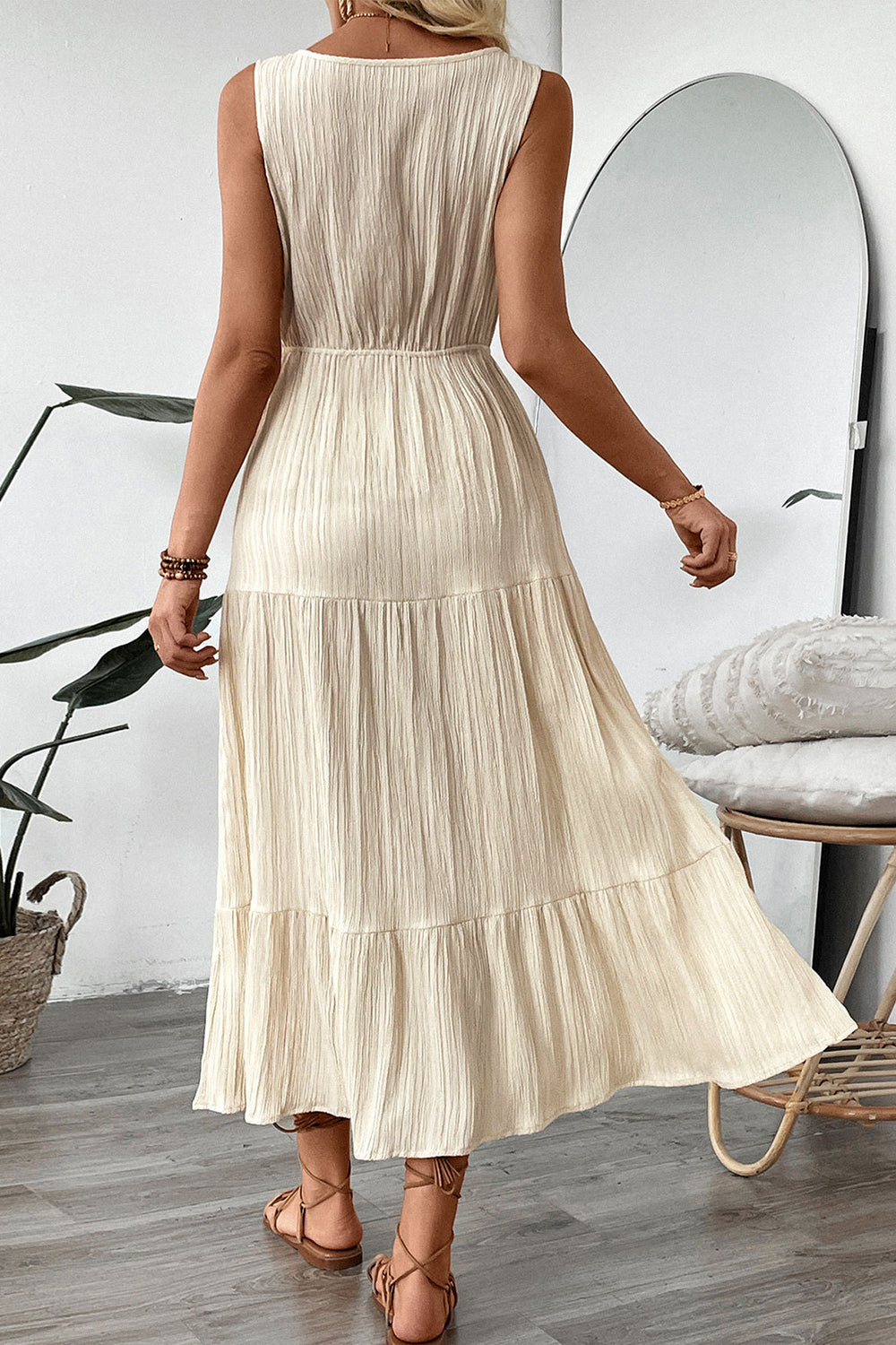 Apricot A Line V Neck Long Summer Dress