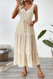 Apricot A Line V Neck Long Summer Dress