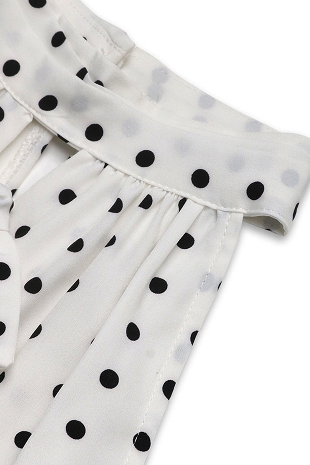 White Black Polka Dot Halter Summer Dress With Bow
