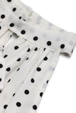White Black Polka Dot Halter Summer Dress With Bow