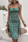 Pink Floral Sheath Mini Summer Dress With Slit