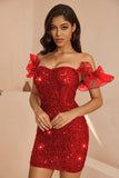 Sparkly Black Ruffled Corset Bodycon Short Cocktail Dress