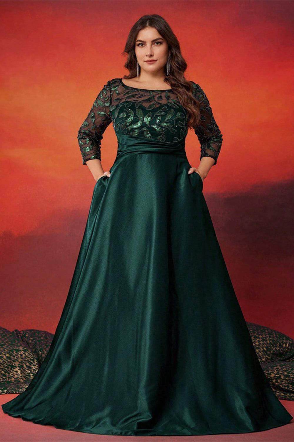 Black A Line Plus Size Long Mother Of The Bride Dress