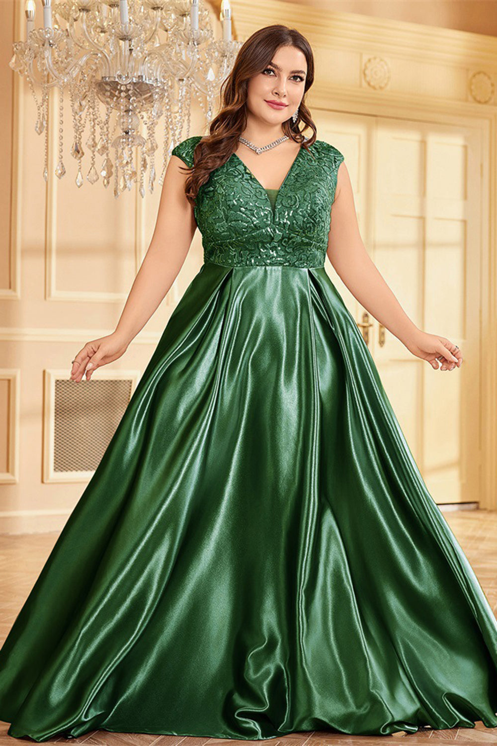 Blush Pink Plus Size Satin Long Mother Of The Bride Dress