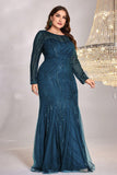 Sparkly Royal Blue Mermaid Long Mother of the Bride Dress