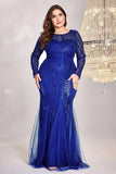 Sparkly Royal Blue Mermaid Long Mother of the Bride Dress