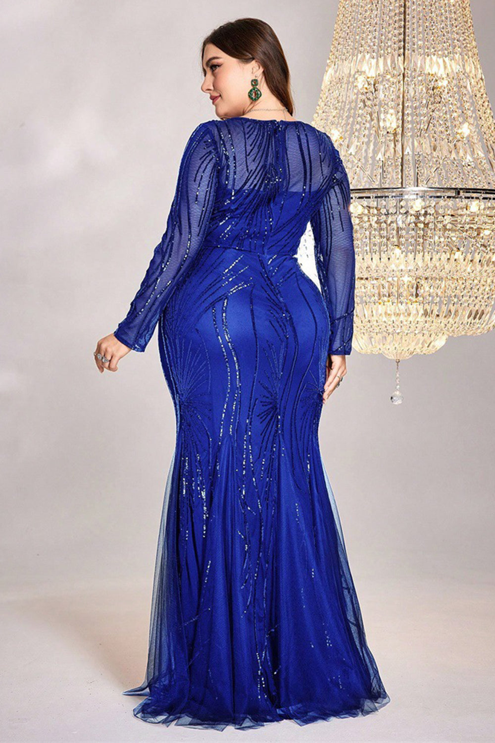 Sparkly Royal Blue Mermaid Long Mother of the Bride Dress
