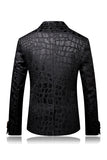 Black Jacquard Peak Lapel One Button 2 Piece Men's Suit