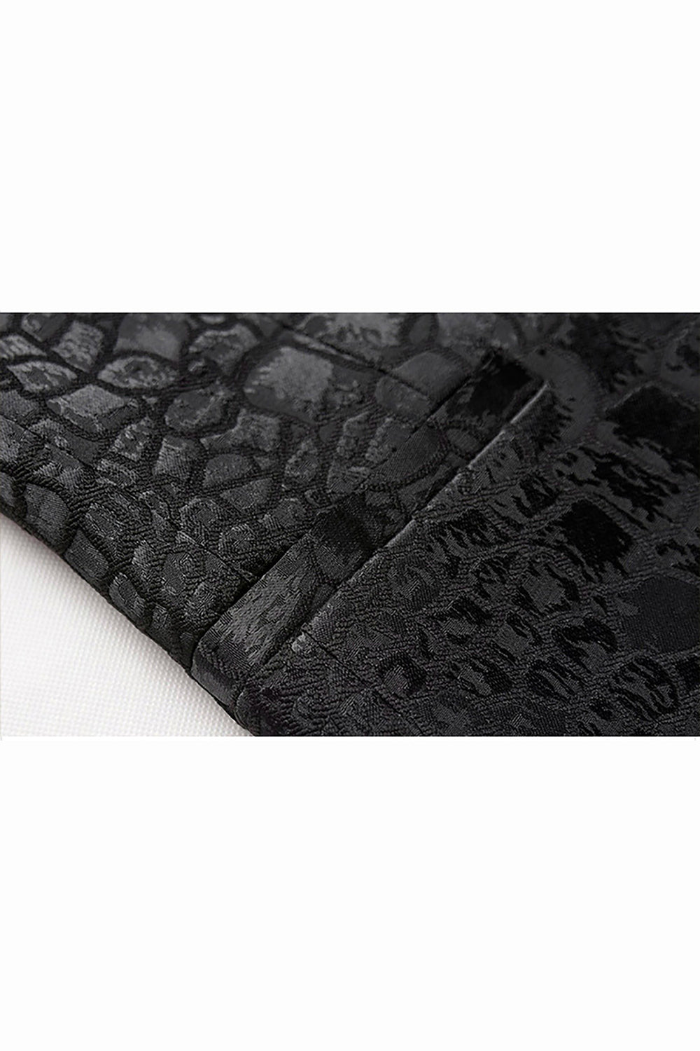 Black Jacquard Peak Lapel One Button 2 Piece Men's Suit